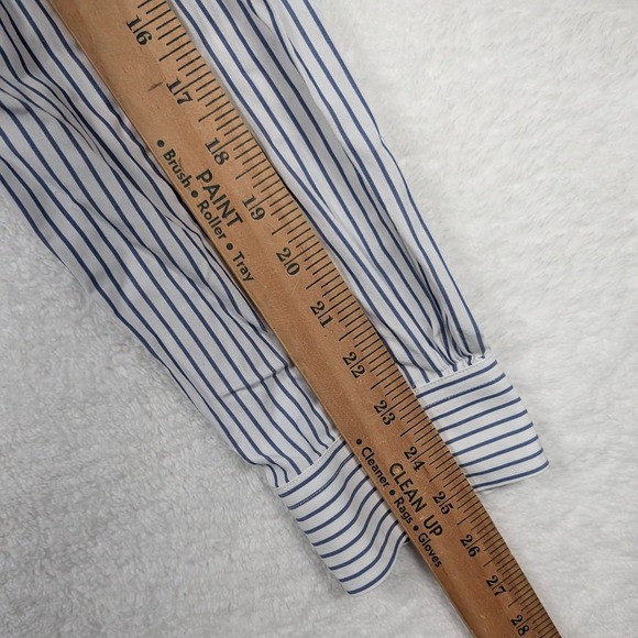 Brooks Brothers Shirt Mens XL White Blue Stripe Regent Non Iron Preppy Y2K - Picture 6 of 8